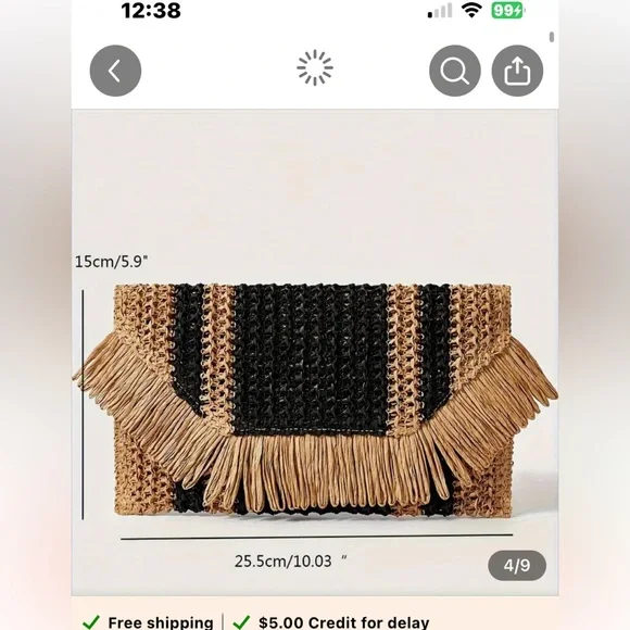 NWT Envelope Straw Clutch Bag